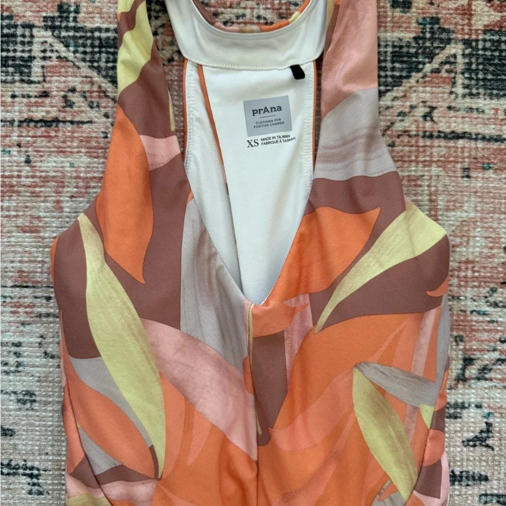 Prana Womens XS Saxon Dress V Neck Orange‎ Sundress